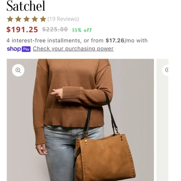 American Leather Tan Suede Women's Bag - Picture 8 of 9